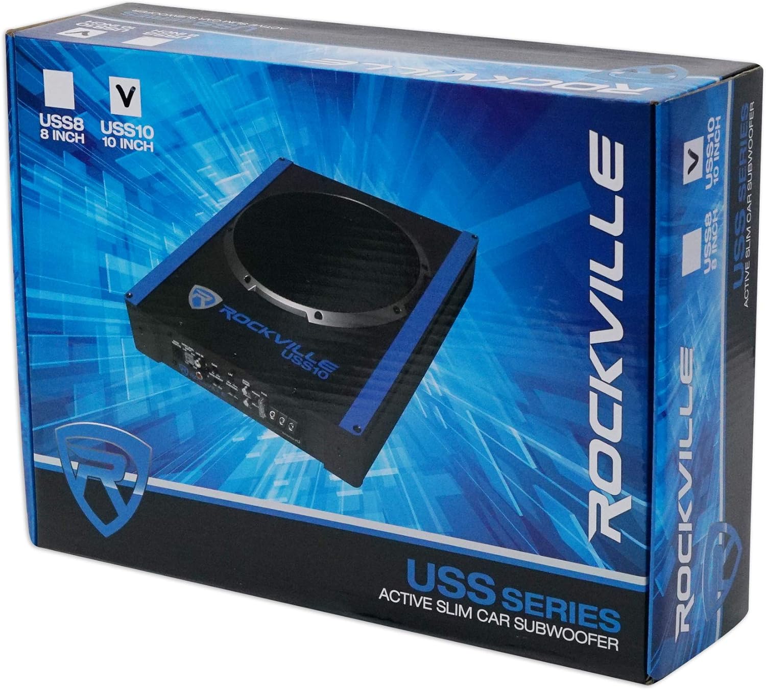 Rockville USS10 10" 800w Slim Under-Seat Active Powered Car/Truck Subwoofer Sub Black