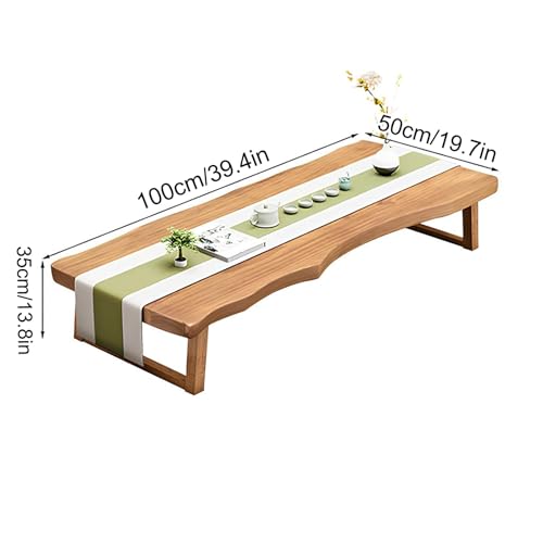 Japanese Floor Table, Solid Wood Low Table for Sitting On The Floor, Low Coffee Table for Living Room, Party Table Dining Tea Table(120x60x35cm)