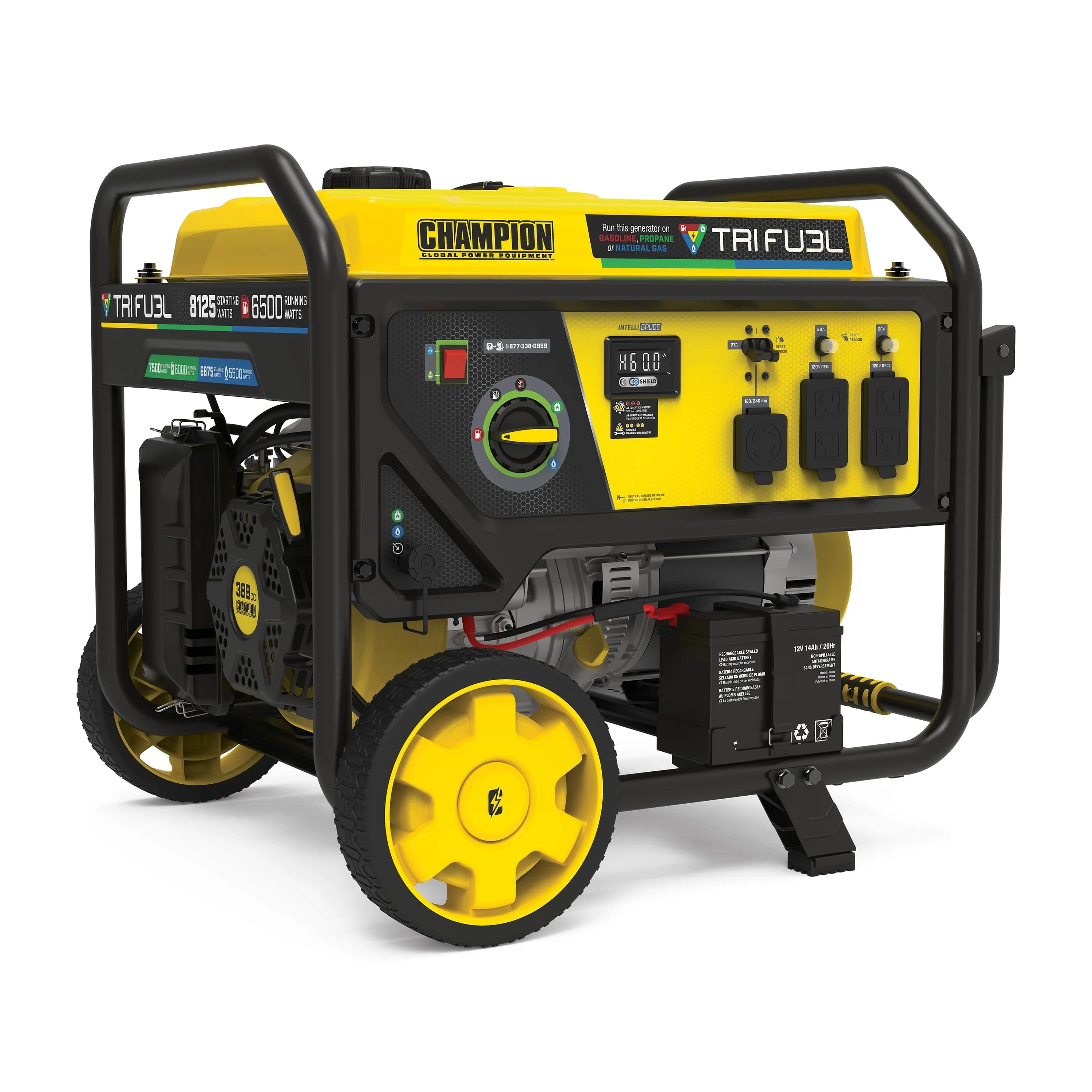 Champion Power Equipment 6500-Watt Tri-Fuel Portable Generator with CO Shield® and Electric Start