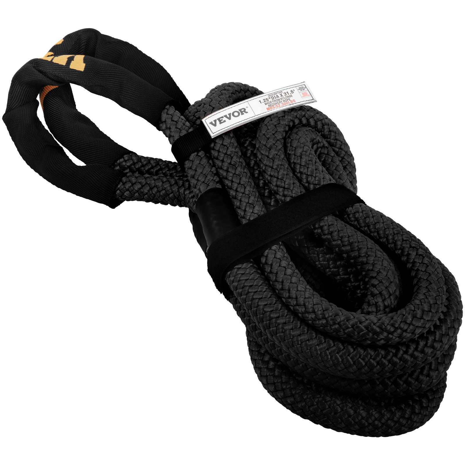 Vevor  1.25 in. x 31.5 ft. Kinetic Recovery & Tow Rope, Black - 52,300 lbs
