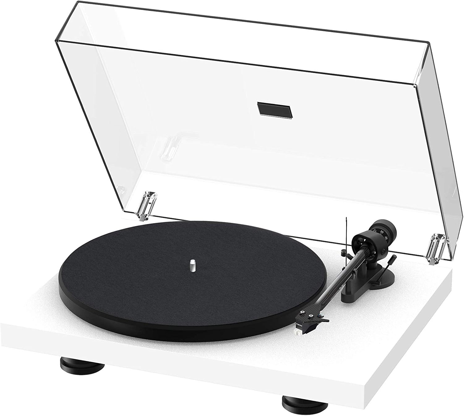 Pro-Ject Debut Carbon EVO, Audiophile Turntable with Carbon Fiber tonearm, Electronic Speed Selection and pre-Mounted Sumiko Rainier Phono Cartridge (High Gloss White)