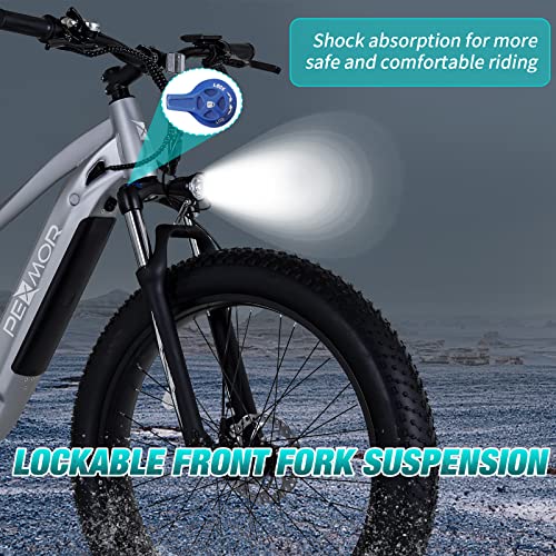 PEXMOR Electric Bike for Adults, 750W 32MPH Ebike w/48V 14AH Removable Battery Electric Bicycle,26" Fat Tire Electric Mountain Bike Snow Beach Commuter E-Bike,7 Speed, UL Certified