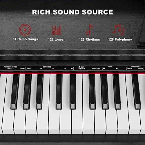 UMOMO 88 Weighted Key Digital Piano with Piano Bench, Hammer Action Electric Piano with Piano Stand, Headphone Jack, 3 Pedal, Full Size Electronic Piano Keyboard for Beginner, Adults, White