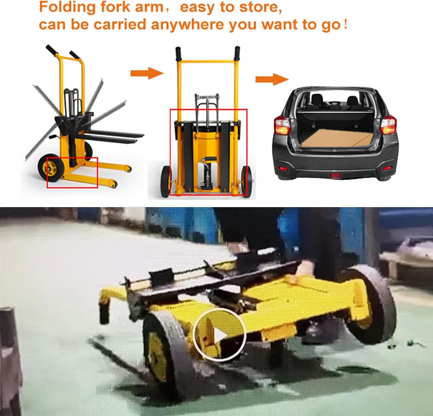 Legines Hydraulic Material Lift Truck Carrier Manual Lift Stacker Forklift Pallet Stakcer 440 lbs Capacity 35" Lift Height with Adjustable Forks and Fixed Legs,Pallet Truck Dolly Lift Table Fork Lift.