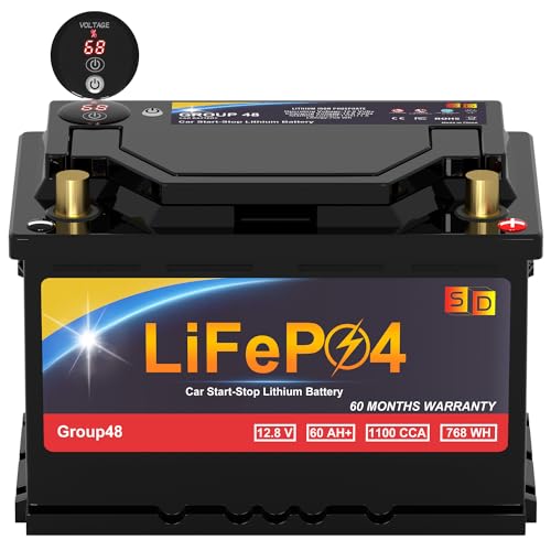 Lithium Car Battery Start and Stop, 12.8V 576WH Group 47 LiFePO4 Automotive Battery For Car, Starter Battery Plus Deep Cycle Performance, 36 Months Warranty
