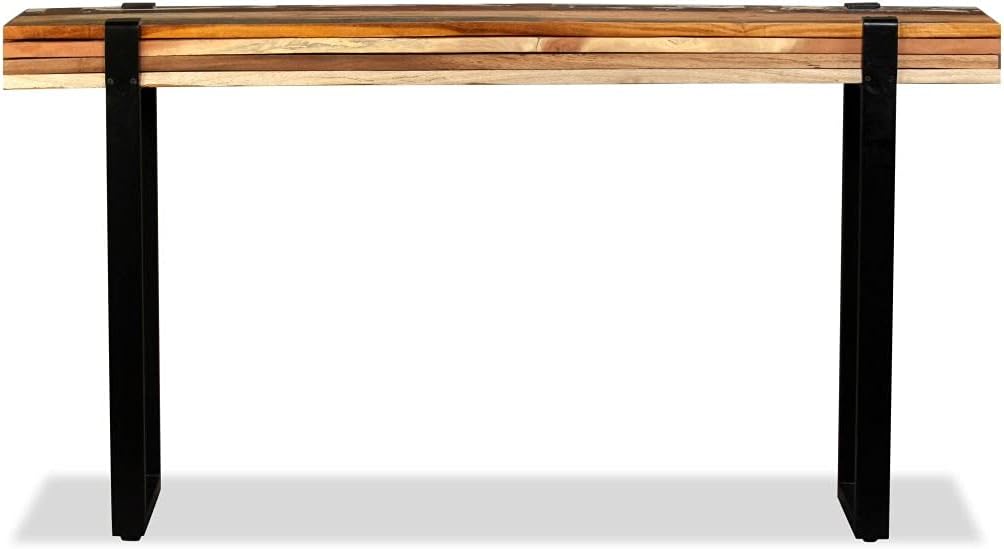 Retro Style Console Table Length-Adjustable Side Table Dining Table Furniture for Living Room Dining Room Hallway (57.1"-70.9") x 11.8" x 29.9" Solid Reclaimed Wood + Cast Iron