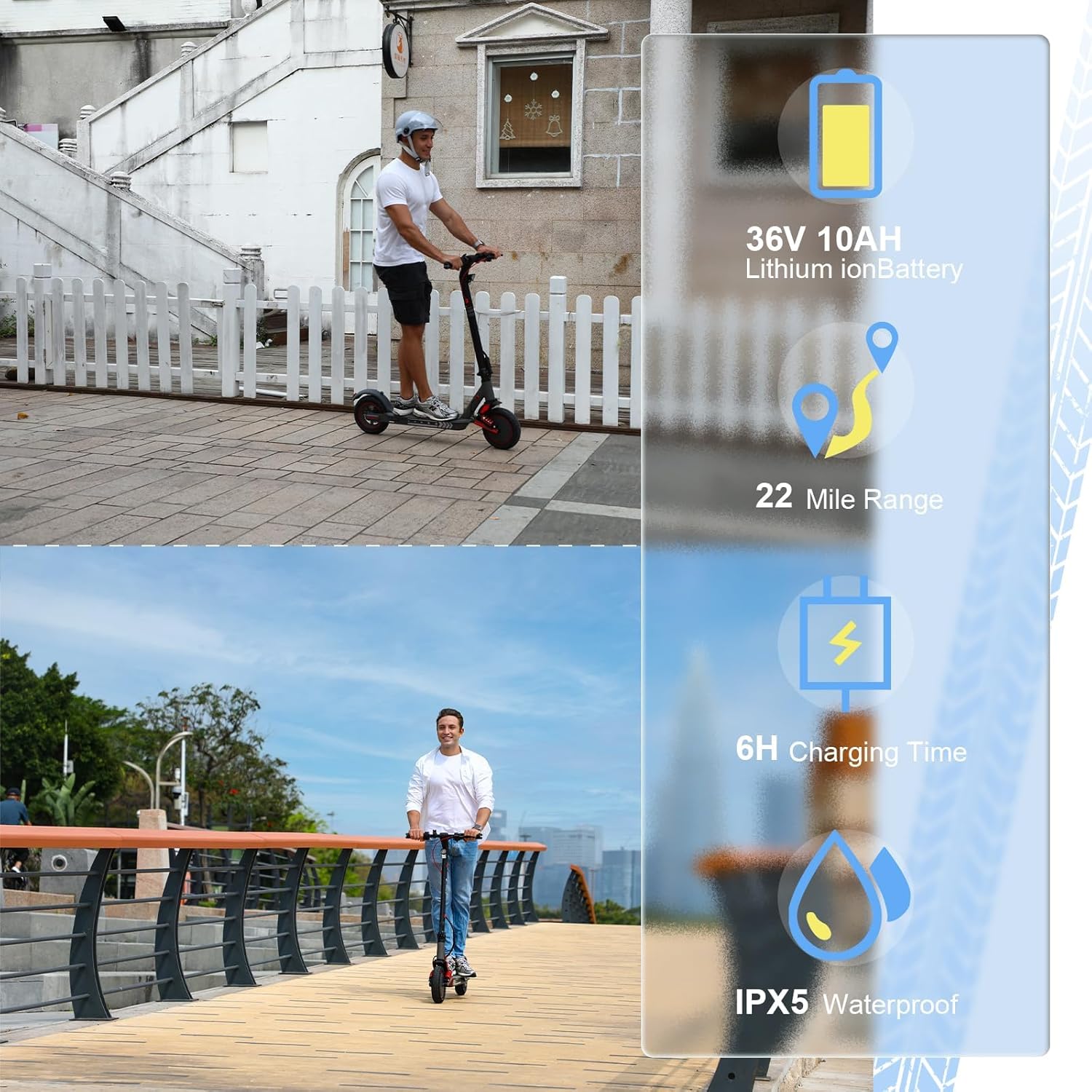 X10 Electric Scooter for Adults, 10" Solid Tire, 22 MPH Max Speed by 500W Motor, Front suspensions, Long Range Portable Folding Commuting Electric Scooter with Turn Signal, APP Control