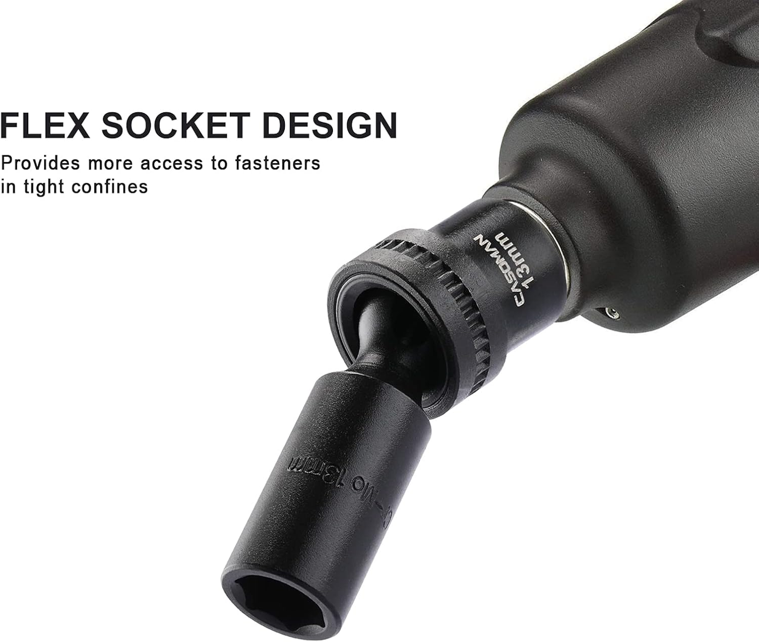 CASOMAN 15 PCS 3/8" Drive Shallow Universal Impact Socket Set, 6 Point, Metric,8-22mm