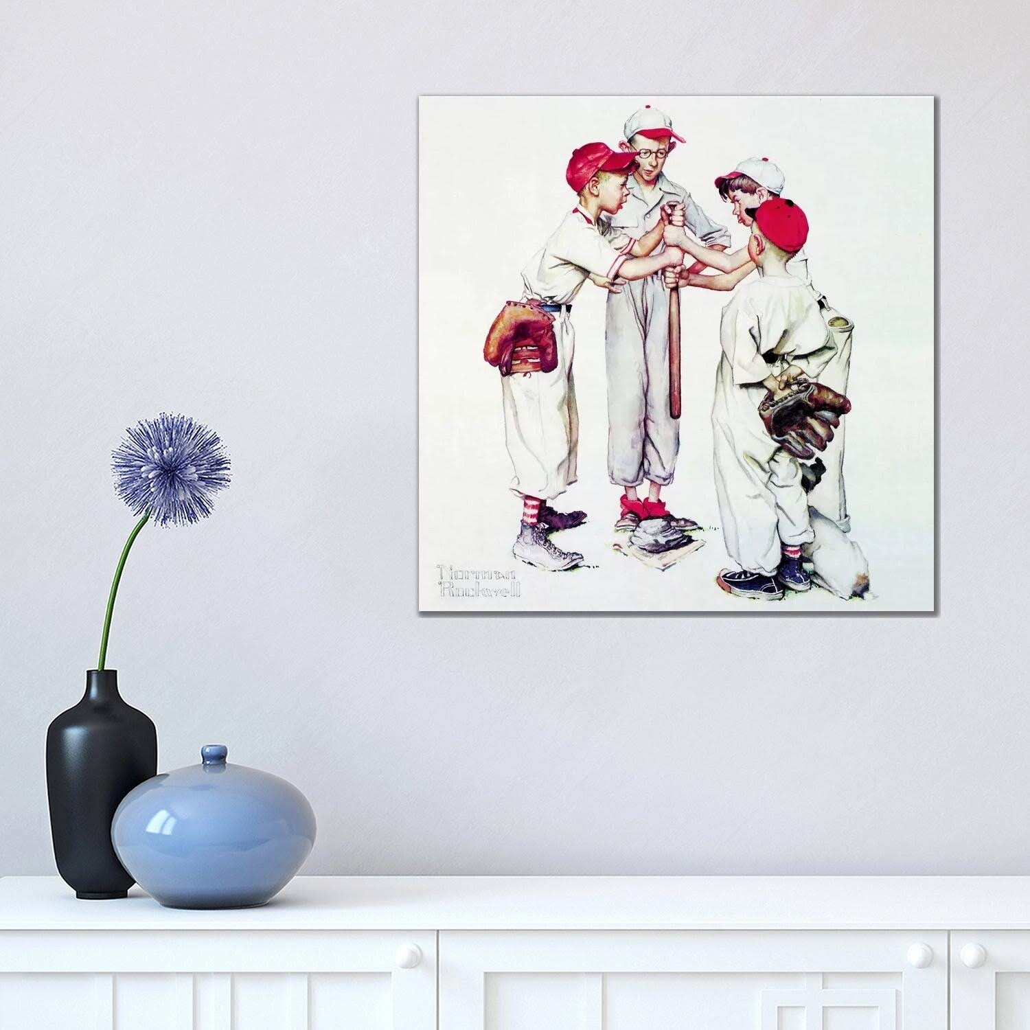iCanvas Norman Rockwell &Choosing Up (Four Sporting Boys Baseball)& Canvas Art