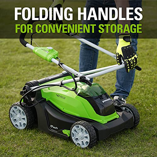Greenworks 40V 17" Cordless (Push) Lawn Mower (75+ Compatible Tools), 4.0Ah Battery and Charger Included