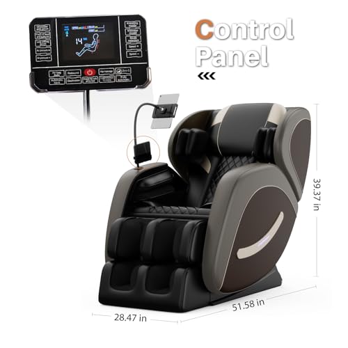 Massage Chair Full Body, Zero Gravity Massage Chair with Auto Modes, Airbag Massage, 6 Fix Point Rollers, Foot Massage, Heating, Touch Screen Controller, Gray Home Relaxation Recliner with Massage