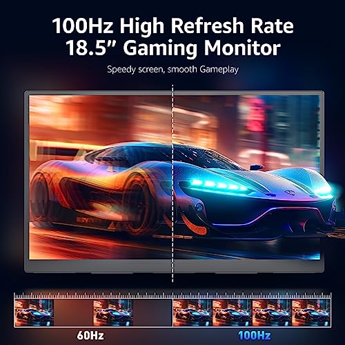 Portable Gaming Monitor 18.5 inch 1080P 100 Hz 120% sRGB USB-C HDMI Large Portable Monitor for Laptop MacBook Xbox PS4/5 Switch, Travel Monitor with Kickstand VESA Speakers