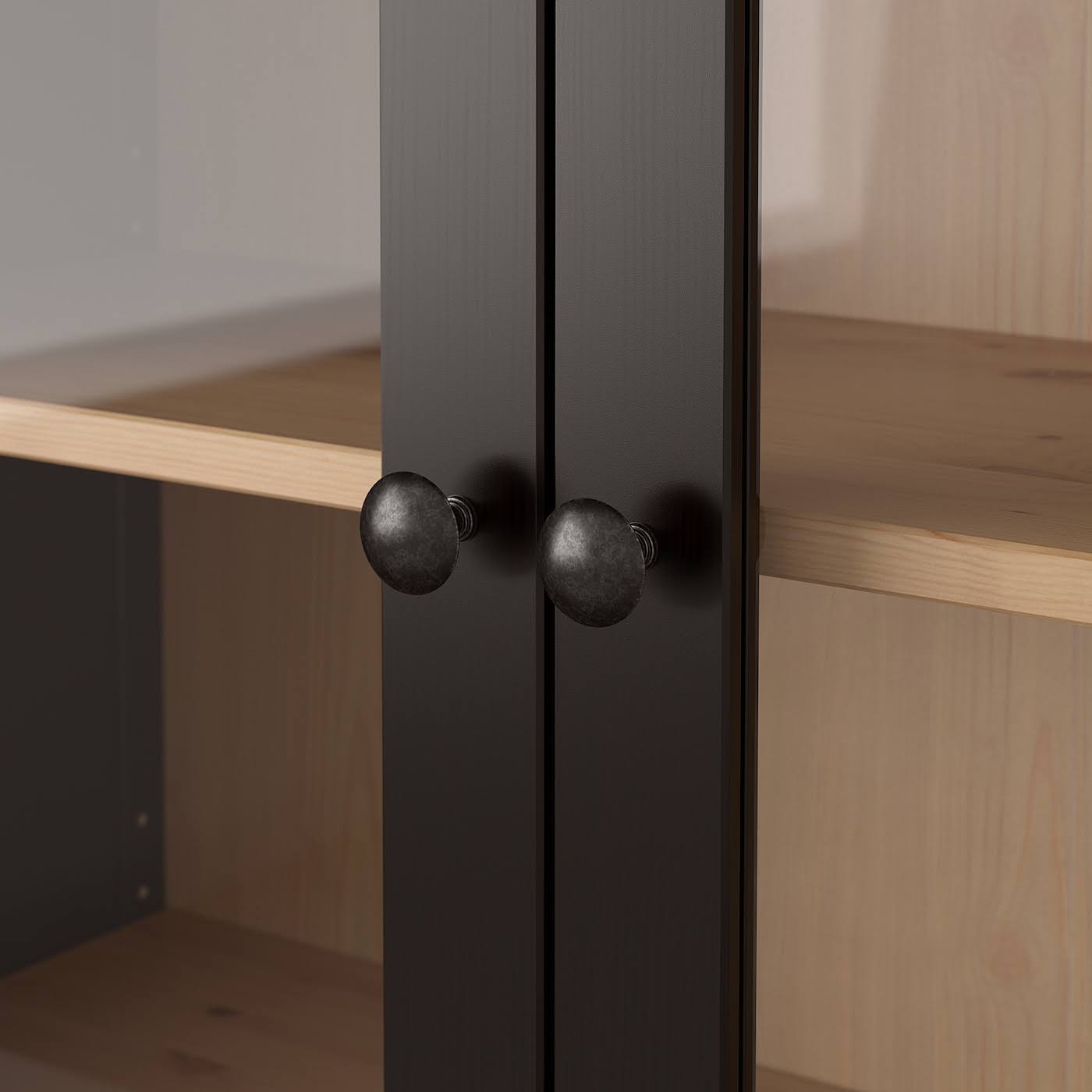 IKEA - HEMNES Glass-Door Cabinet with 3 Drawers, Black-brown/light Brown, 35 3/8x77 1/2