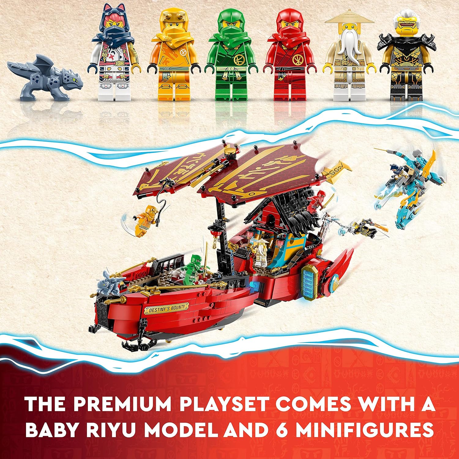 LEGO Ninjago 71797 Aerial Battleship Bounty Toy Blocks, Present, Ninja, Carrot, Vehicle, Nori, Boys, 9 Years Old and Up