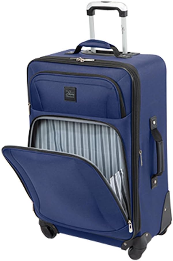 Skyway Epic Softside Medium Checked Luggage - Lightweight Suitcase with Wheels | TSA Approved Travel Bag | Spinner Suitcase | Large Luggage Set with Telescoping Handle, 24 inch, Surf Blue