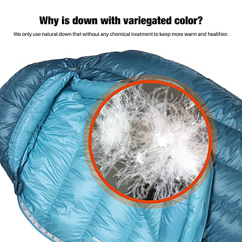 Mountaintop Ultralight Mummy Down Sleeping Bag 650 Fill Power Duck Down Suits for 32 Degree F for Camping Hiking Backpacking