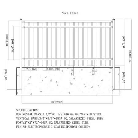 Aleko 8 ft. W Nice Unassembled Steel Fence Panel