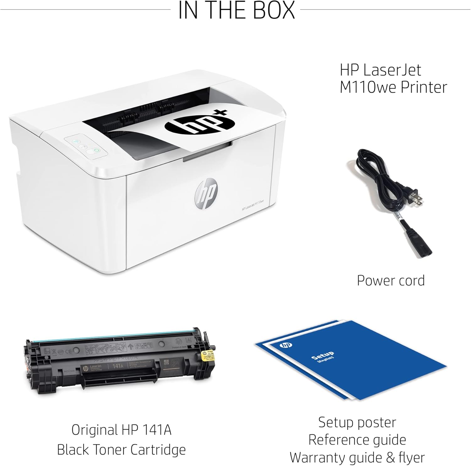 HP LaserJet M110we Wireless Black and White Printer with HP+ and Bonus 6 Months Instant Ink (7MD66E)