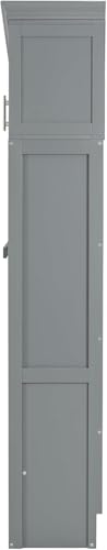 MERITLINE Queen Horizontal Murphy Bed Cabinet with Storage Bookcase Shelves and Charging Station,Wood Folding Grey Murphy Wall Bed for Adult