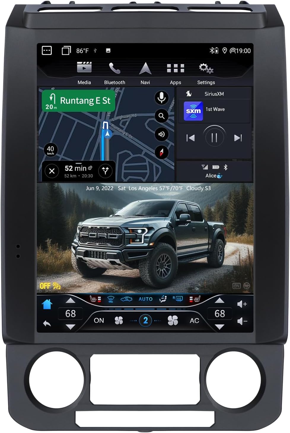 YULU E10 Plus Car Radio 12.1 Inch Stereo for F150 2015 to 2020 and F250 F350 F450 2017 to 2021 Android 12.0 GPS Navigation Wireless Carplay 5G WiFi SiriusXM, New Upgrade! 6G+64G AUX/Fiber Optic Out