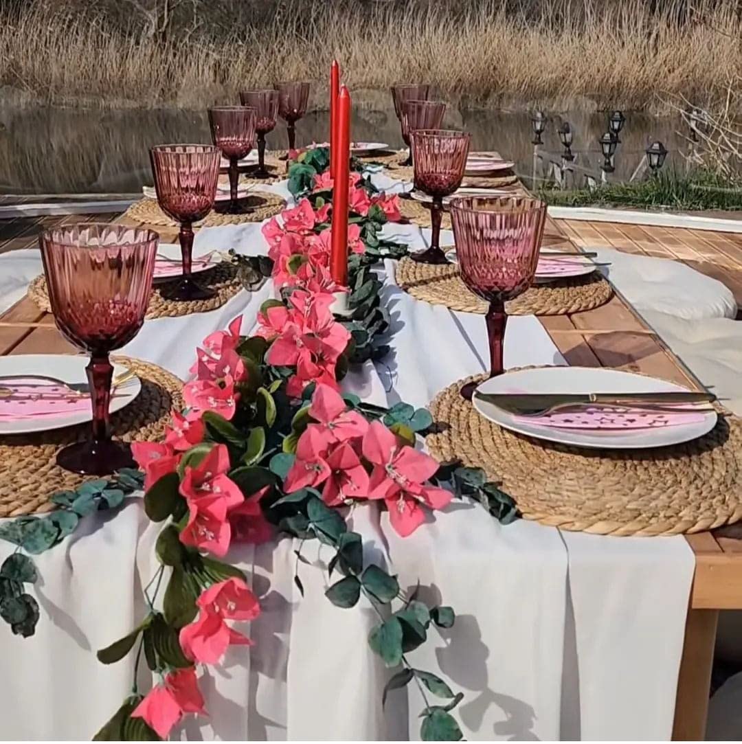Wood table (28"W x 80"L x13"H) (For 10 Person) 13-19 boho table, wooden table, low foldable table, boho picnic table,large garden table, Camp table (Natural Wood)