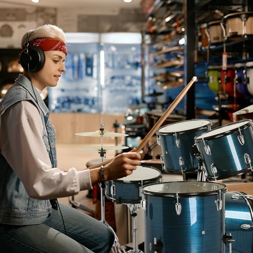 Ktaxon 22 Inch Adult Drum Set, 5-Piece Full-Size Drums Kit with Cymbal Stands, Hi-hat Stand, Sticks, Drum Pedal, Stool & Floor Tom for Beginner Teens Student (Blue)