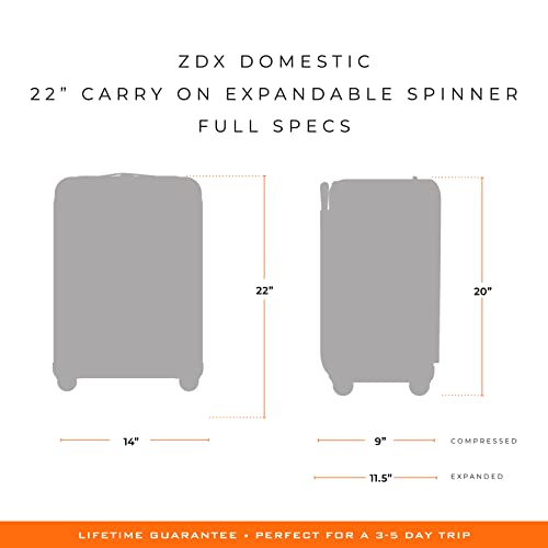 Briggs & Riley Domestic 22" Carry On Expandable Spinner - Luggage for Travel, Suitcases with Wheels, Softside Rolling Bag for Men & Women, Self-Repairing Zipper - ZDX Collection, Hunter