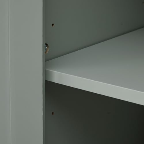 Polibi Tall Storage Cabinet with 2 Drawers, 3-Tier Adjustable Shelves & 2 Doors, Floor Freestanding Cabinet for Bathroom, Living Room, Grey