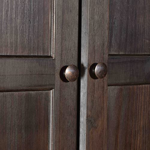 Grain Wood Furniture Shaker 2-Door Wardrobe, Solid Wood with Walnut Finish