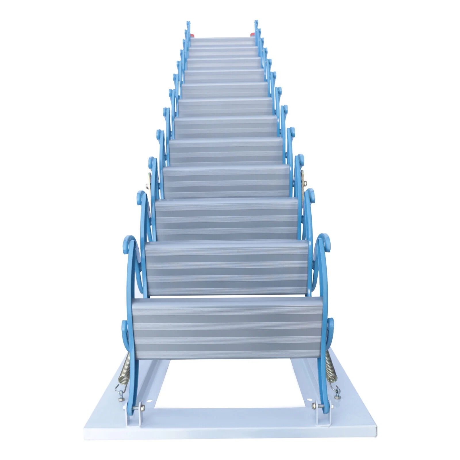 Fichiouy 12 Steps Pulldown Attic Stairs 12.5ft Wall Mounted Folding Loft Wall Ladder Blue