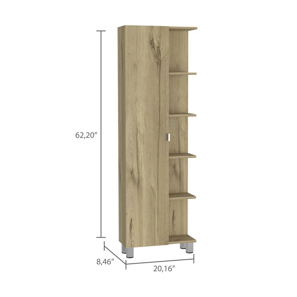 Depot E-Shop DE-MLD6583 Venus Linen Single Door Cabinet, Light Oak