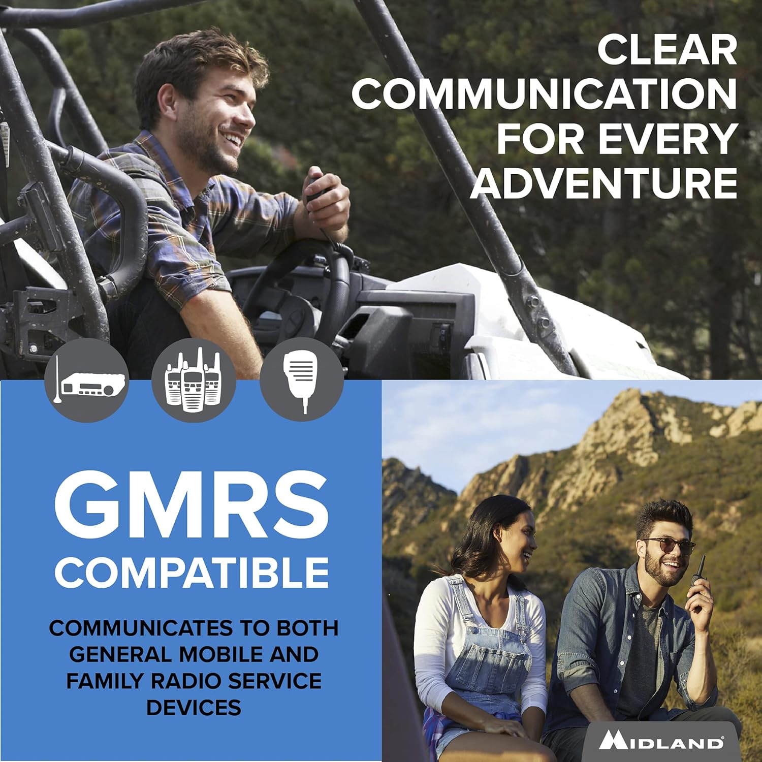 Midland 40 Watt GMRS MicroMobile Two-Way Radio - Long Range Walkie Talkie, 8 Repeater Channels, 142 Privacy Codes