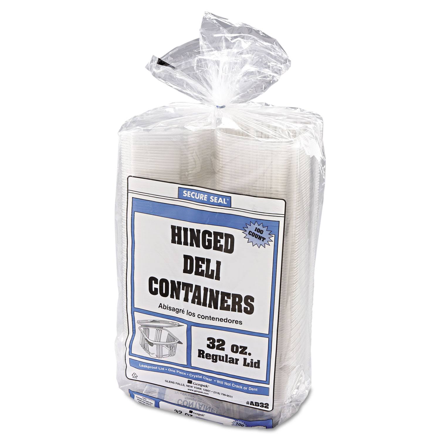 Genpak AD32 32 oz. Clear Hinged Deli Container - 200/Case