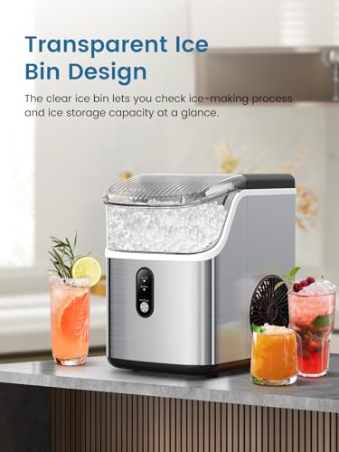 COWSAR Nugget Ice Makers Countertop, Soft Chewable Crushed Ice Maker Machine, Portable Pebble Ice Maker Countertop, 34Lbs/Day, Self-Cleaning, One-Button Operation Ice Machine