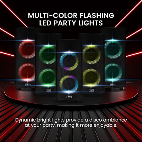 Pyle Portable Bluetooth PA Speaker System - 700W Dual 8” Rechargeable Speaker, TWS, Party Light, LED Display, FM/AUX/MP3/USB/SD, Wheels, Wireless Mic, Remote Control, Tablet Holder Included
