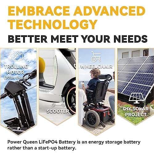 Power Queen 12.8V 300Ah 3840Wh LiFePO4 Battery, Built-in 200A BMS, Lithium Battery 2560W Power Output, Up to 15000+ Deep Cycles, 10-Year Life, Perfect for Solar, RV, Marine, Off-Grid