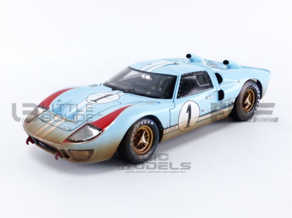 1966 Ford GT-40 MK II #1 Light Blue (Dirty Version) 1/18 Diecast Model Car by Shelby Collectibles