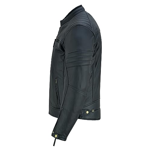 Men's Motorbike Leather Jacket Distress Zip Up Bikers Riding Protection Motorcycle Leather Jackets