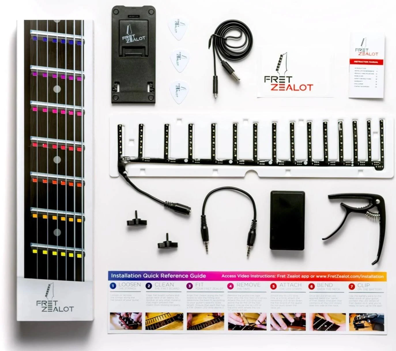 Fret Zealot LED Guitar Instruction 25.5x22 Scale Length