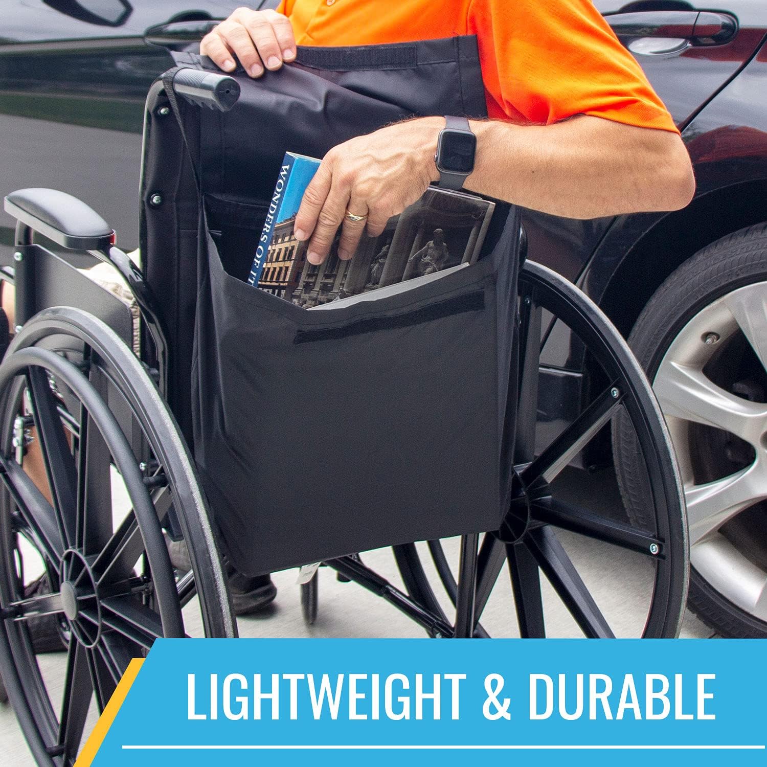 Drive Medical Silver Sport 1 Folding Wheelchair with Full Arms and Swing-Away Footrest + DMI Wheelchair Storage Bag