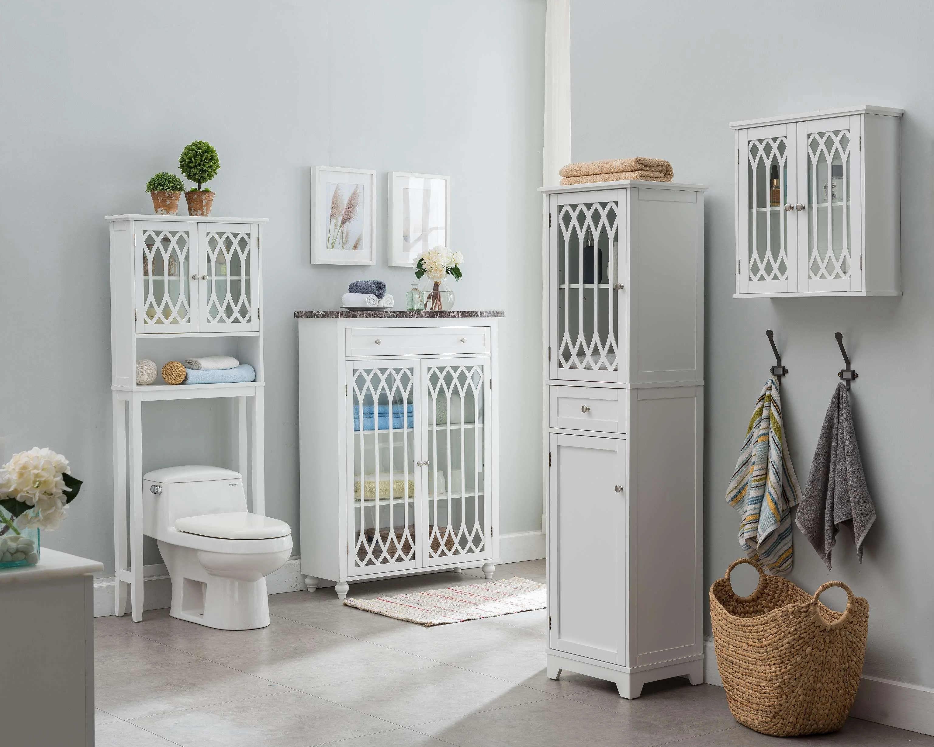 Kings Brand Furniture Over the Toilet Bathroom Storage Cabinet Space Saver, White