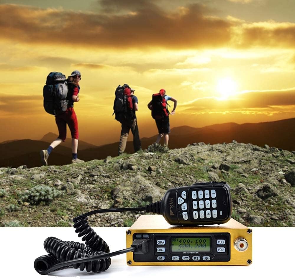 HYS Dual Band VHF/UHF Mobile Transceiver Golden Mobile Ham Radio Amateur Radio Built-in 12000mAh Battery with Programming Cable Antenna SO239 to PL259 Adapter (A Complete Set of)