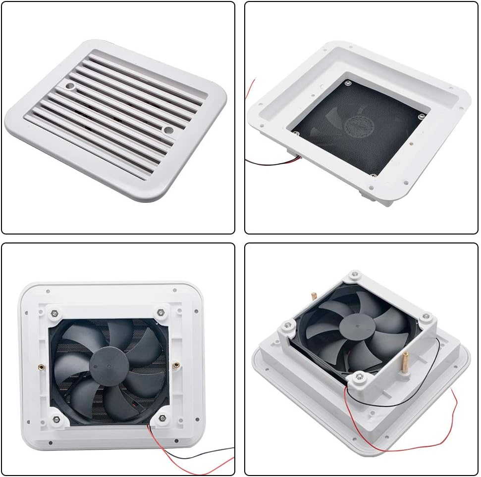 12V Side Exhaust Outlet Unidirectional Dust proof Ventilation Fan RV Caravan Van Motorhome Side Air Vent Ventilation Cooling Exhaust Fan