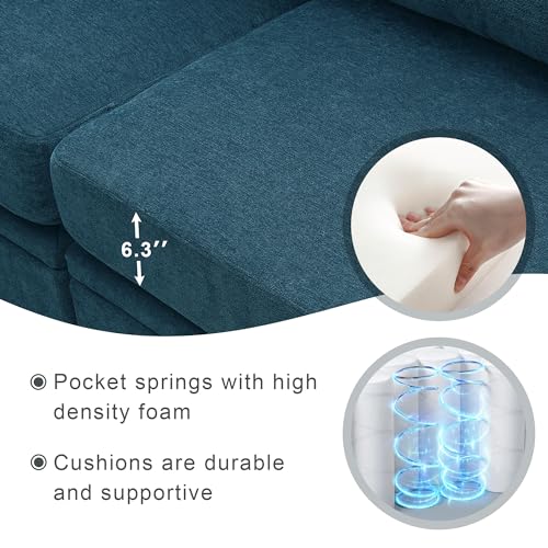 Harper & Bright Designs 109” Sectional Sofa, 6-seat Chenille Modern U-Shaped Reversible Sofa Couch Sets with Storage Seats, Adjustable Armrests and Backrests for Living Room, Apartment, Office (Grey)