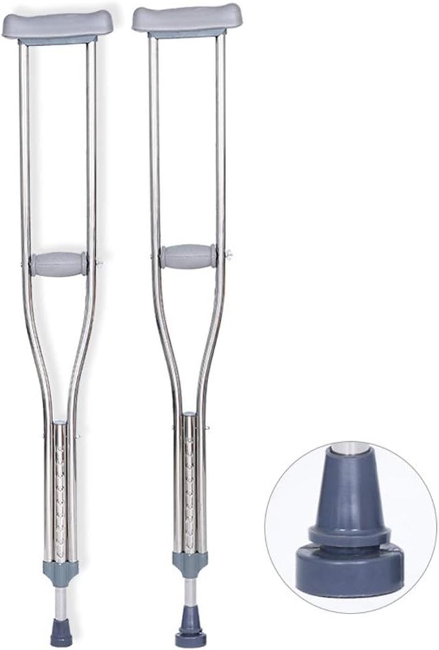 Tall Adult Walking Crutches,Lightweight Stainless Steel Medical Underarm Crutches with Height Adjustable,Retractable Anti-Slip Walker Fashionable