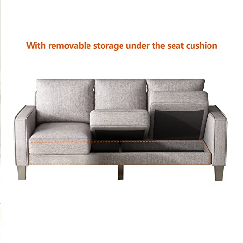 Modern Living Room Furniture Sofa, Multiple Combination Set Sofa, Linen Fabric Upholstered Modern Recliner Sofa, with Storage Space for Apartment Bedroom Office (Beige 2-Seater)
