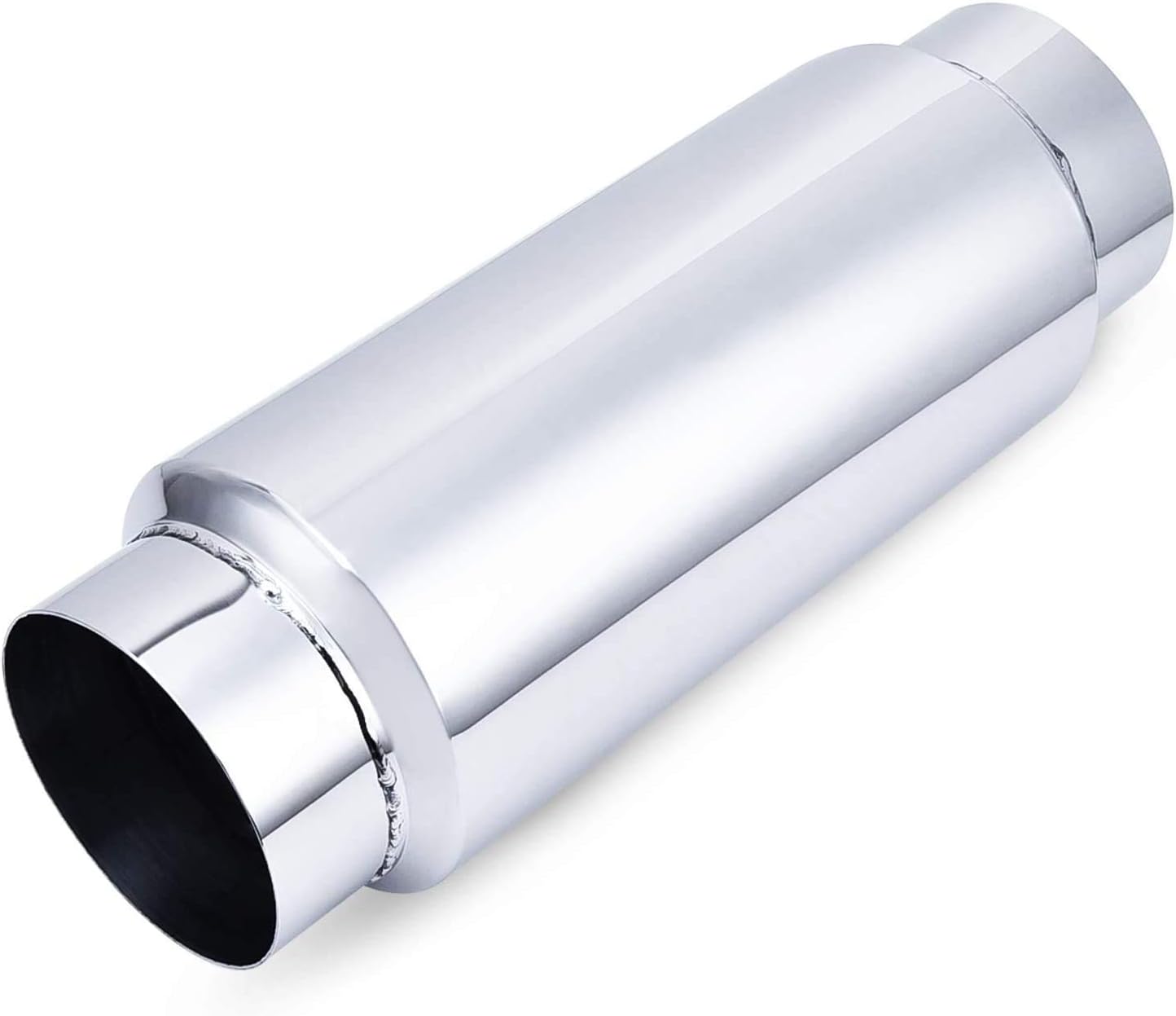 SYKRSS 4 Inlet/Outlet Exhaust Muffler Universal Stainless Steel Straight Through Muffler Pack of 2