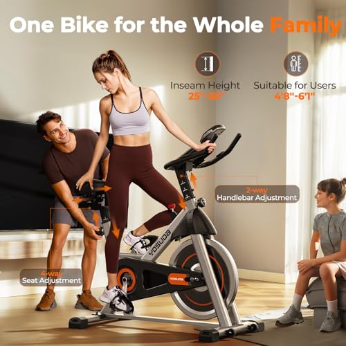 YOSUDA Exercise Bike, Brake Pad Stationary Bike for Home with Exclusive App, Magnetic Indoor Cycling Bike with 300 lb Weight Capacity, Low Noise, Tablet Holder and Fitness Courses for Weight Loss