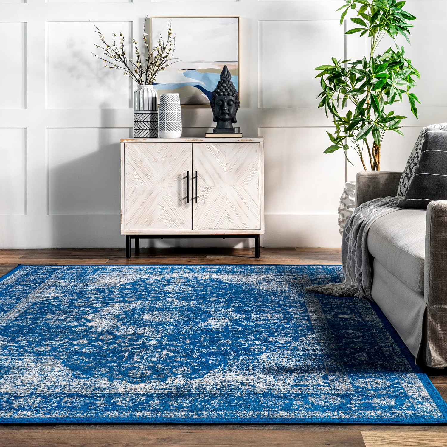 nuLOOM Verona Vintage Persian Area Rug, 10x14, Dark Blue