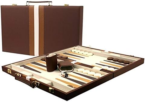 Large 18" Leatherette Backgammon Set - Brown